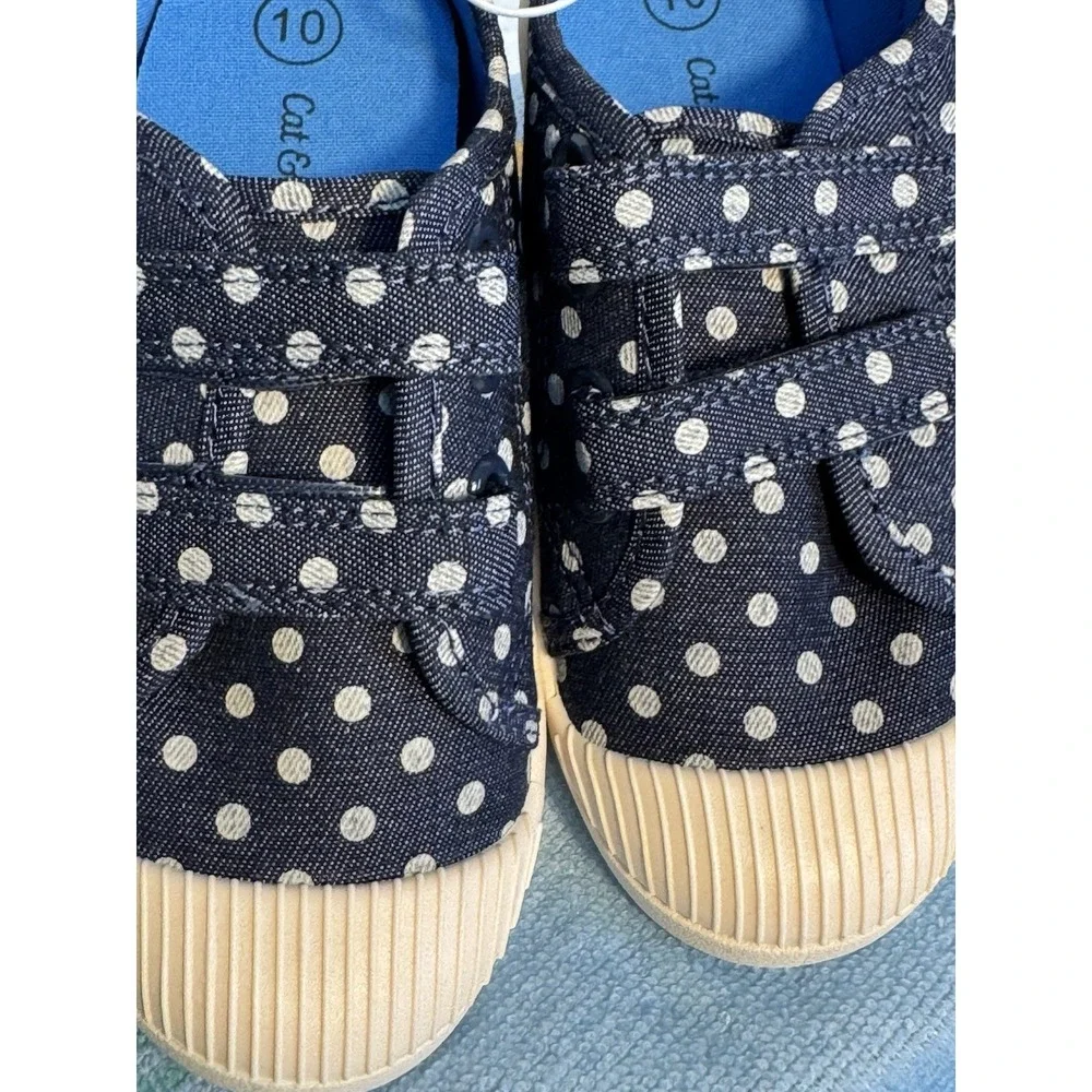 Toddler Girls Slip On Canvas Shoes - Blue w/ White Polka Dots - Size‎ 10 NEW